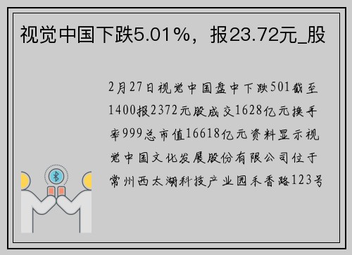 视觉中国下跌5.01%，报23.72元_股