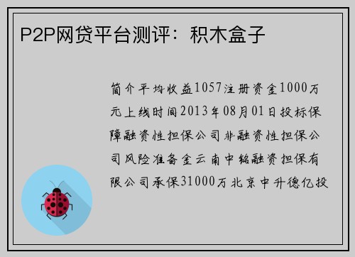 P2P网贷平台测评：积木盒子