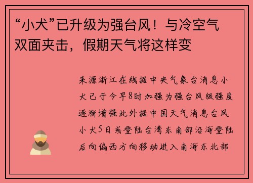 “小犬”已升级为强台风！与冷空气双面夹击，假期天气将这样变