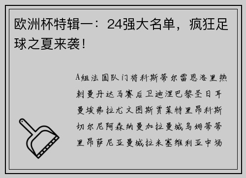 欧洲杯特辑一：24强大名单，疯狂足球之夏来袭！